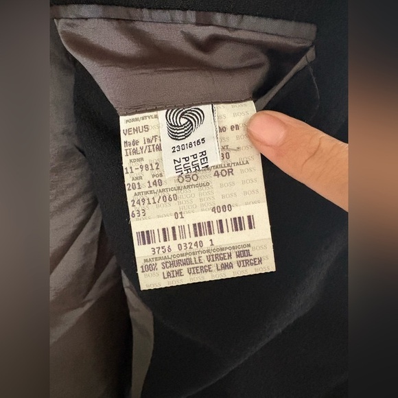 HUGO BOSS Mens Wool Coat Jacket size 40R Made in Italy Black - Picture 4 of 5